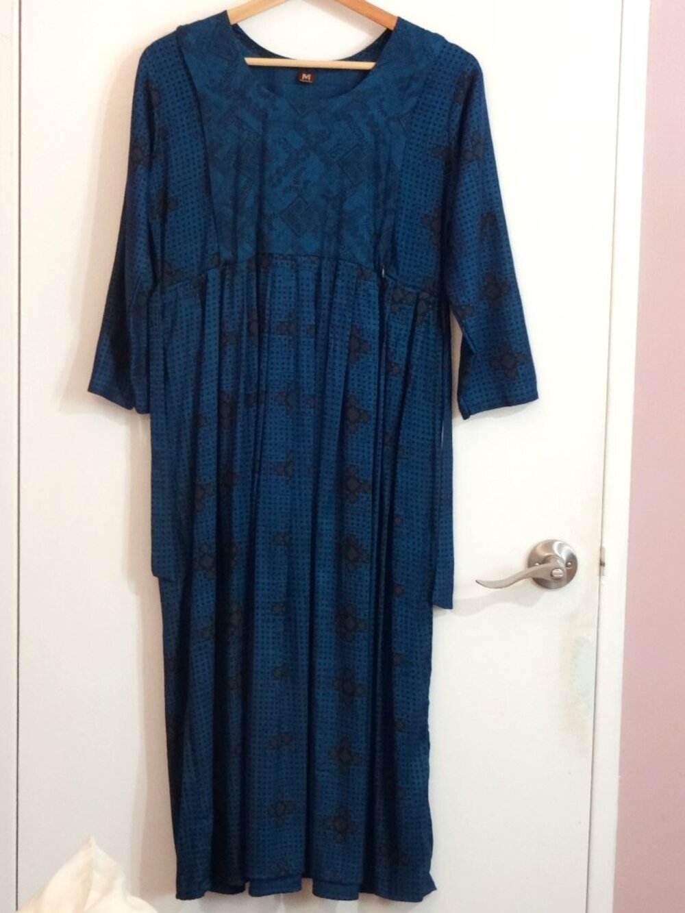 Indian Blue Nursing Friendly Midi Dress